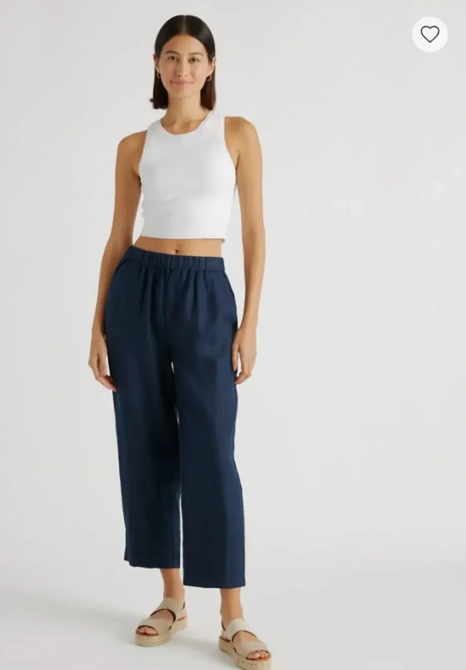 NWT Quince 100% Linen Relaxed Fit Pants Deep Navy Small 25” Inseam